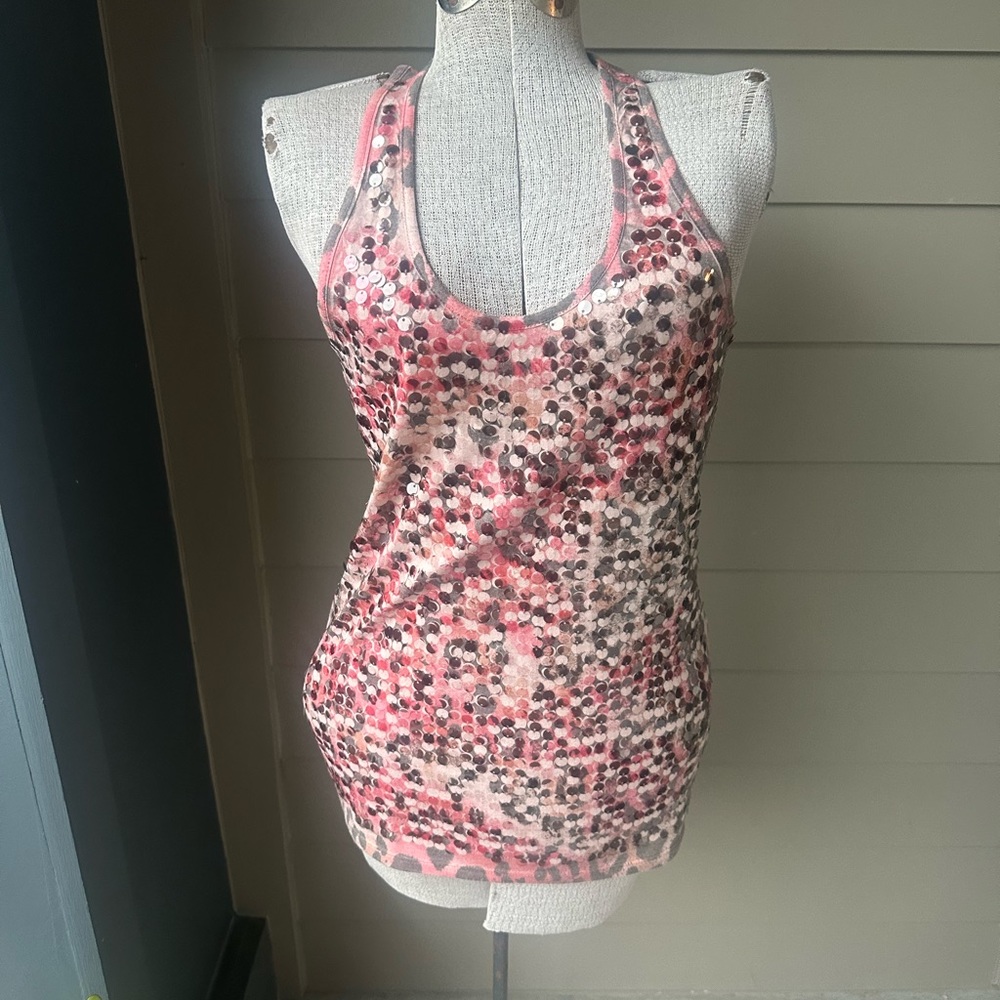 Almost Famous pink sequins Tank Top